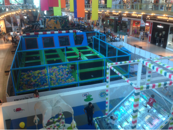 Trampoline park in shopping mall