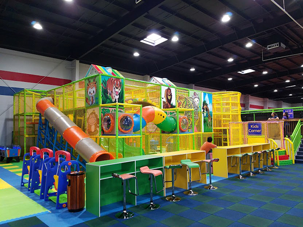indoor trampoline park with indoor playground