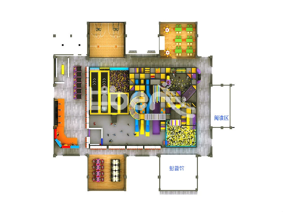 1200sqm Indoor Play Center with Various Games for Kids top view