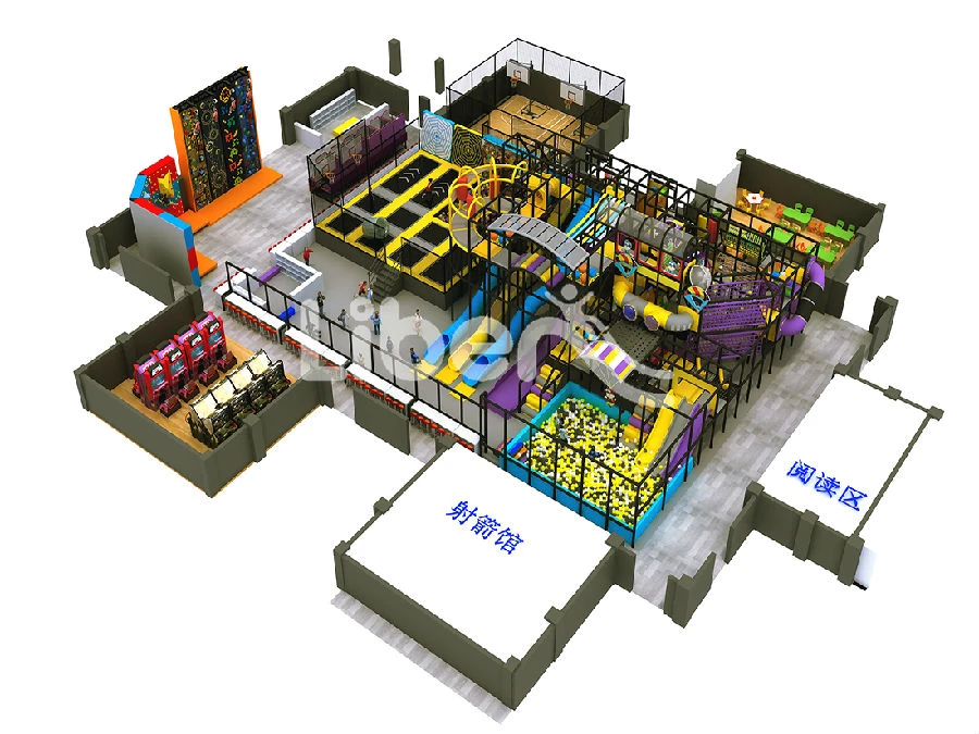 1200sqm Indoor Play Center with Various Games for Kids design drawing