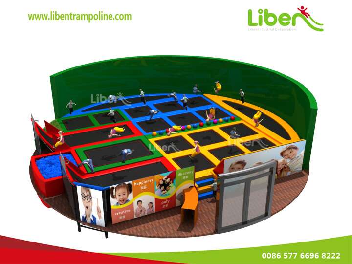 Professional Olympic Gym Kids Indoor Trampoline Location With Dodgeball