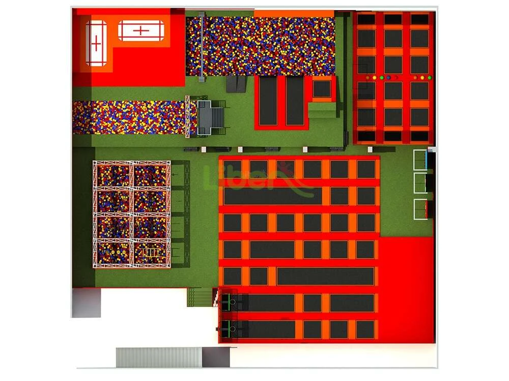 Liben 950sqm Indoor Trampoline Park In Poland With Air Bag, Indoor Climbing Frame