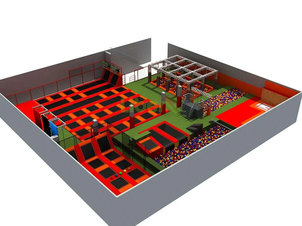 Liben 950sqm Indoor Trampoline Park In Poland With Air Bag, Indoor Climbing Frame