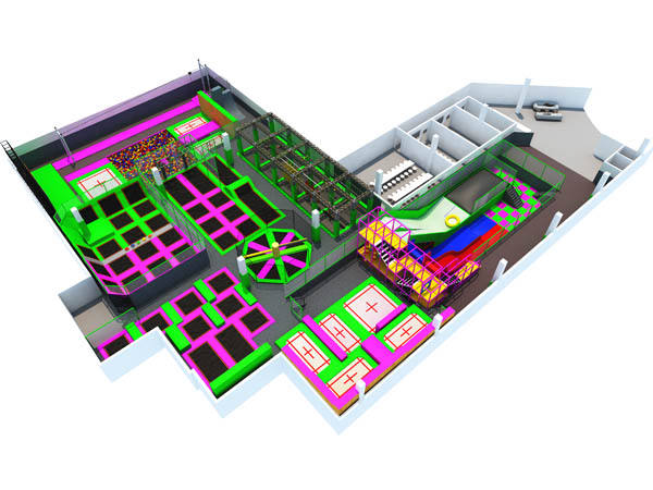 Large Indoor Trampoline Park With Big Slide