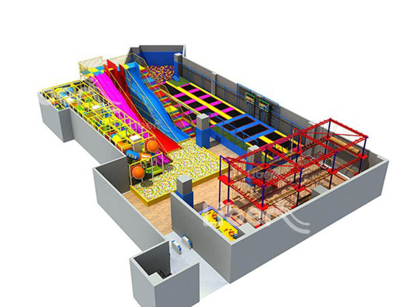 Large Indoor Amusement Soft Play With Trampoline