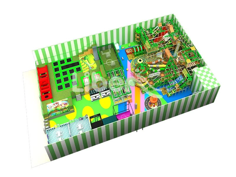 Green Large Indoor Trampoline Park with Soft Playhouse