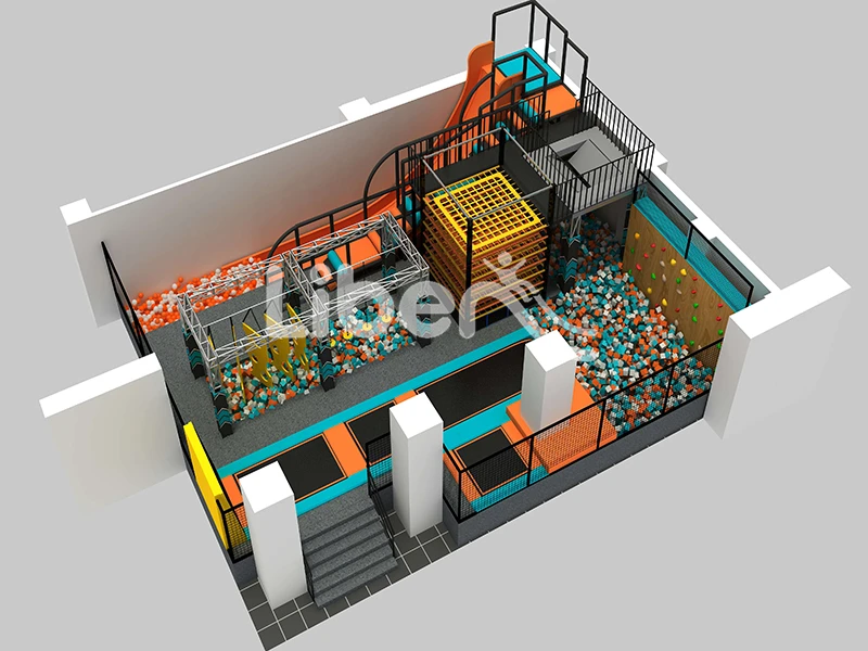 Liben Indoor Play trampoline A Vibrant Space with Slides