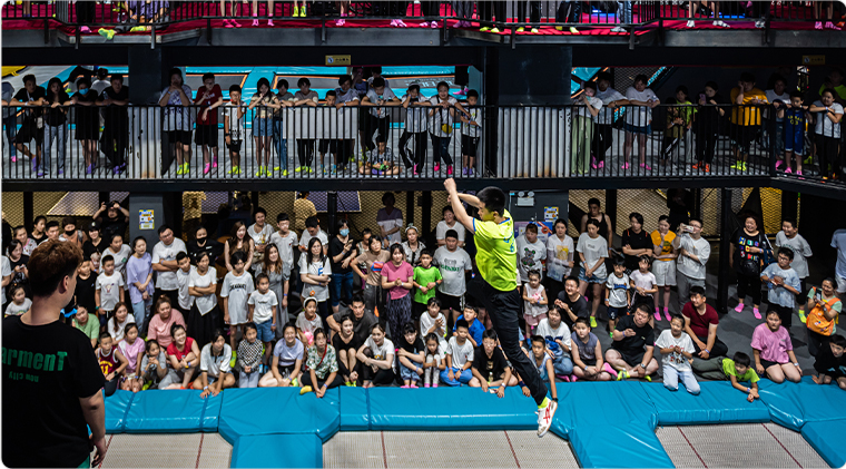 Indoor Trampoline Park Competition Scene