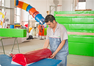Amusement workers installation scene